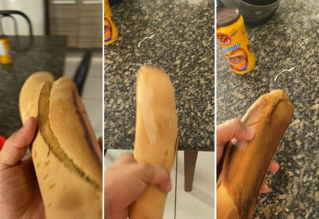 Jovem faz pão de surpresa para o namorado e vídeo com resultado da receita viraliza: ‘Madeira da Arca de Noé’